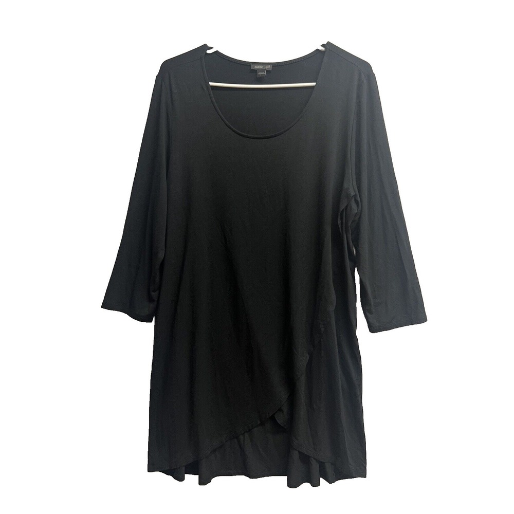 Jill  Stretch Tunic Black 3/4 Sleeves sz L‎